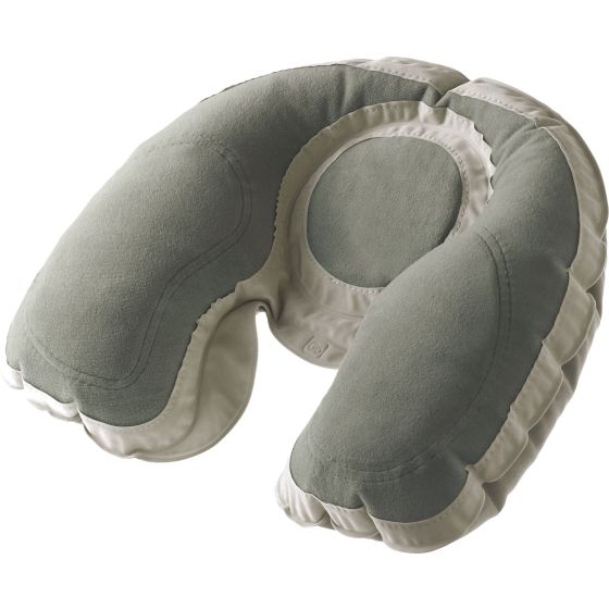 Self inflating outlet neck pillow
